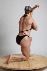 Woman Adult Muscular White Martial art Kneeling poses Underwear